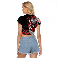 Aotearoa Toitu Te Tiriti Raglan Cropped T Shirt Whakairo Wheku