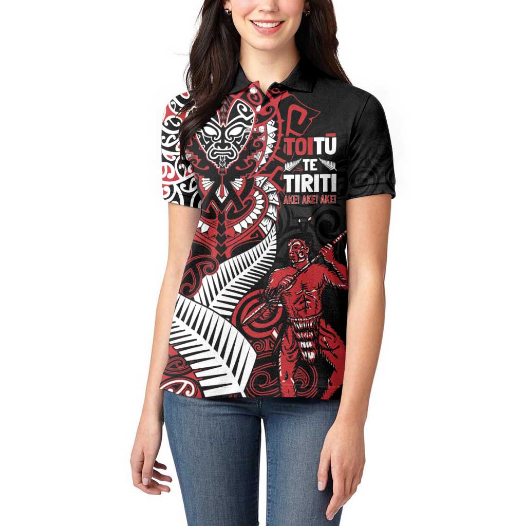 Aotearoa Toitu Te Tiriti Women Polo Shirt Whakairo Wheku