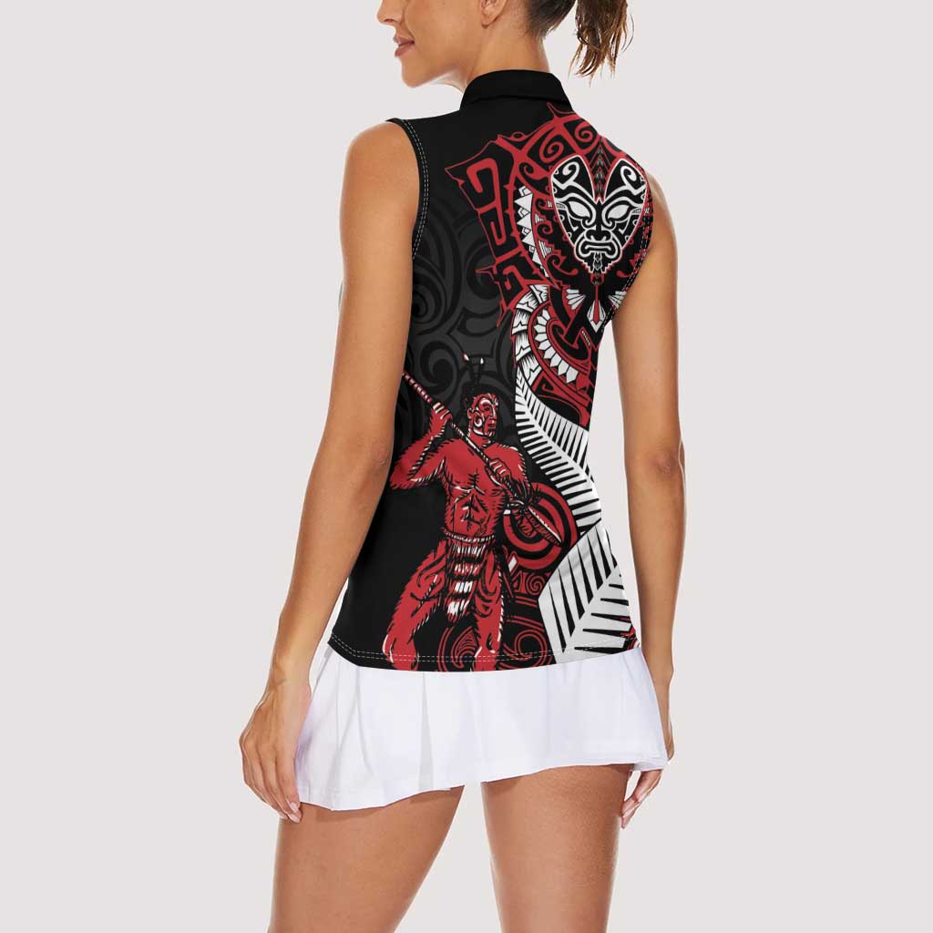 Aotearoa Toitu Te Tiriti Women Sleeveless Polo Shirt Whakairo Wheku