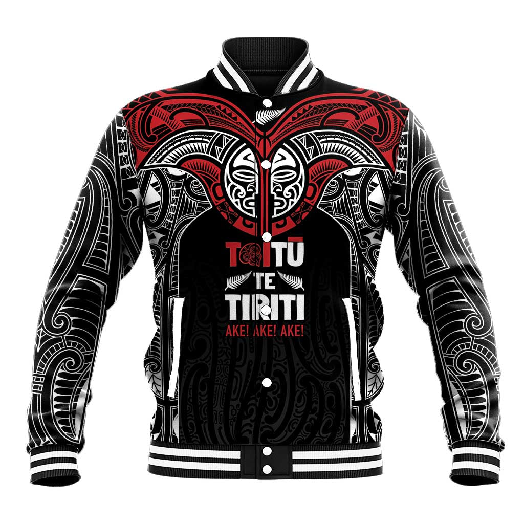 Aotearoa Maori Personalized Baseball Jacket Toitu Te Tiriti Ake! Ake! Ake!