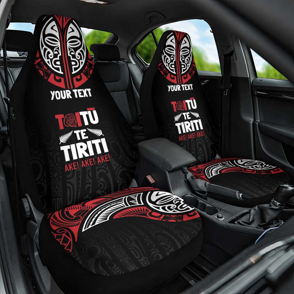 Aotearoa Maori Personalized Car Seat Cover Toitu Te Tiriti Ake! Ake! Ake! LT7 One Size Black - Polynesian Pride