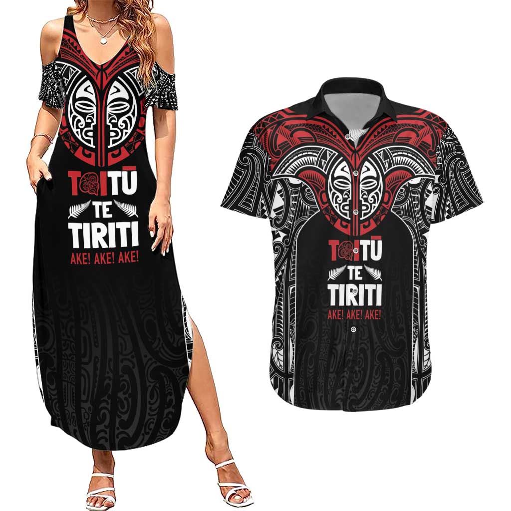 Aotearoa Maori Personalized Couples Matching Summer Maxi Dress and Hawaiian Shirt Toitu Te Tiriti Ake! Ake! Ake!