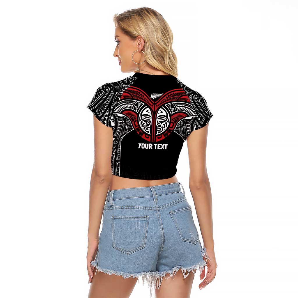 Aotearoa Maori Personalized Raglan Cropped T Shirt Toitu Te Tiriti Ake! Ake! Ake!