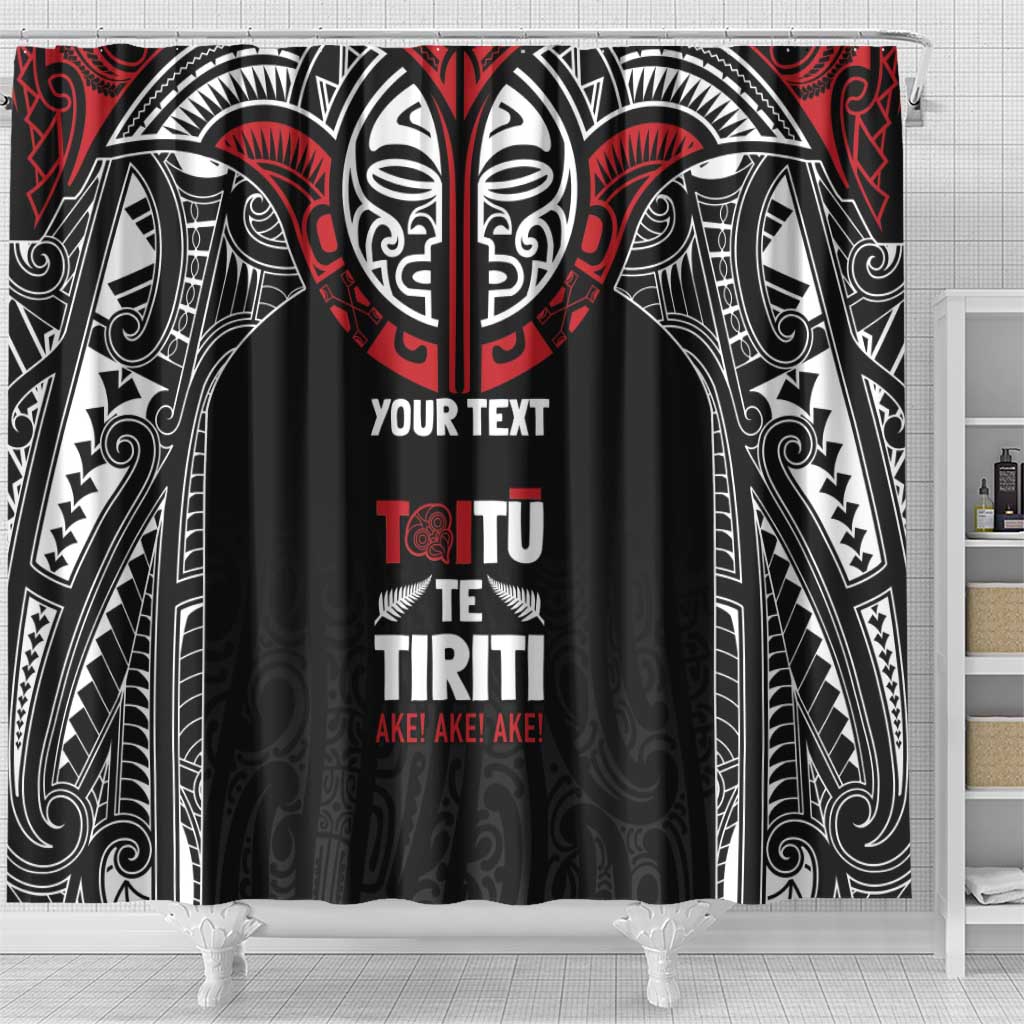 Aotearoa Maori Personalized Shower Curtain Toitu Te Tiriti Ake! Ake! Ake!