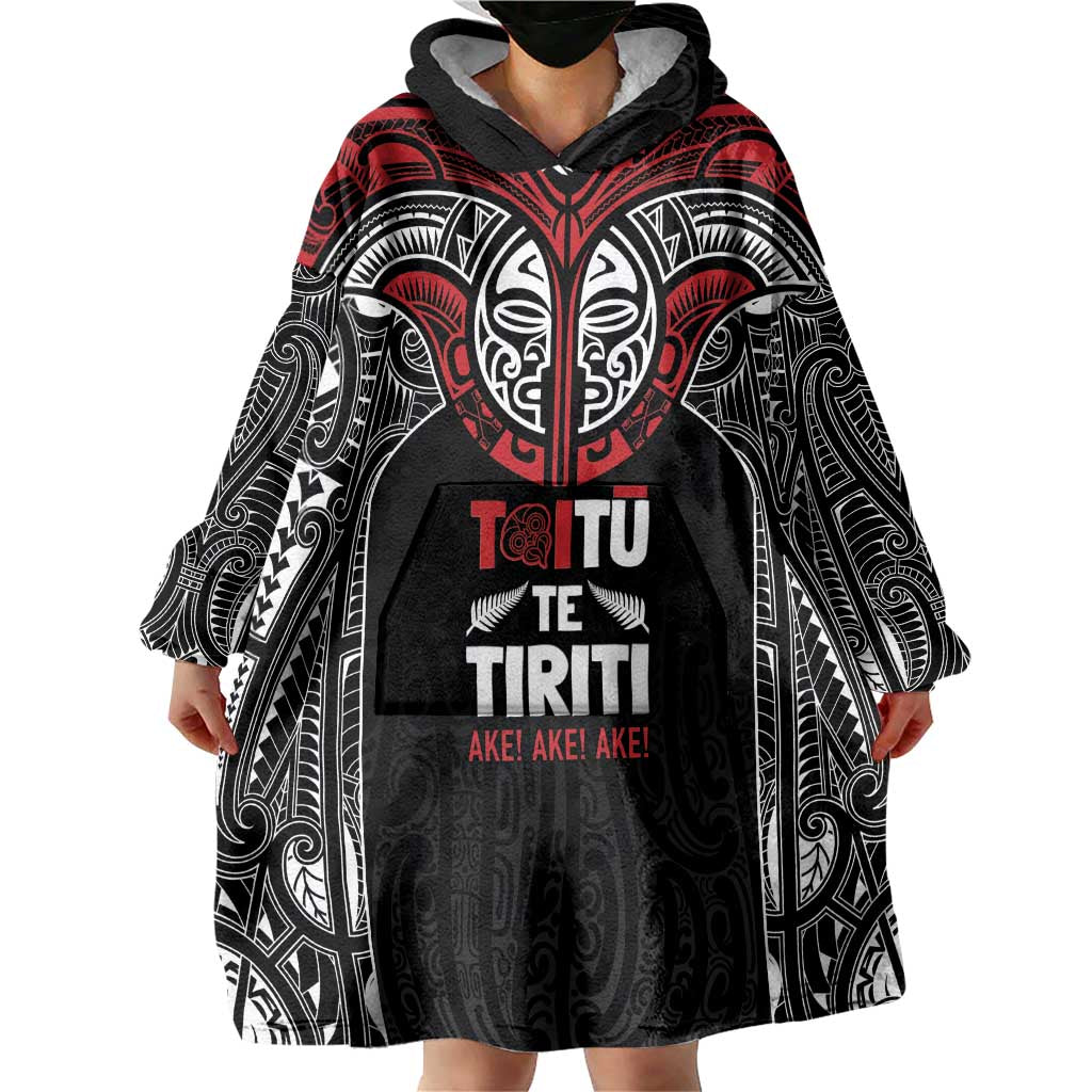 Aotearoa Maori Personalized Wearable Blanket Hoodie Toitu Te Tiriti Ake! Ake! Ake!