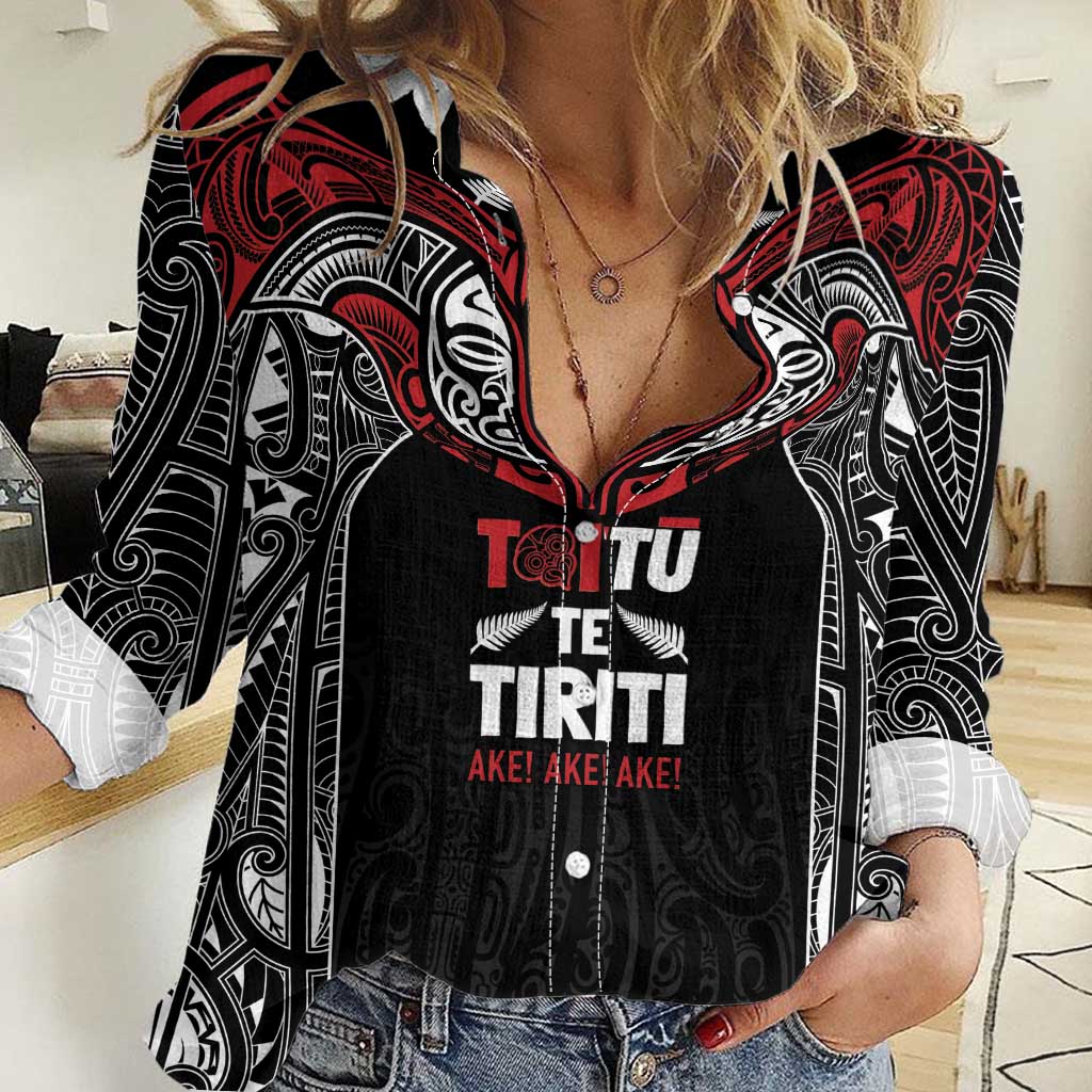 Aotearoa Maori Personalized Women Casual Shirt Toitu Te Tiriti Ake! Ake! Ake!