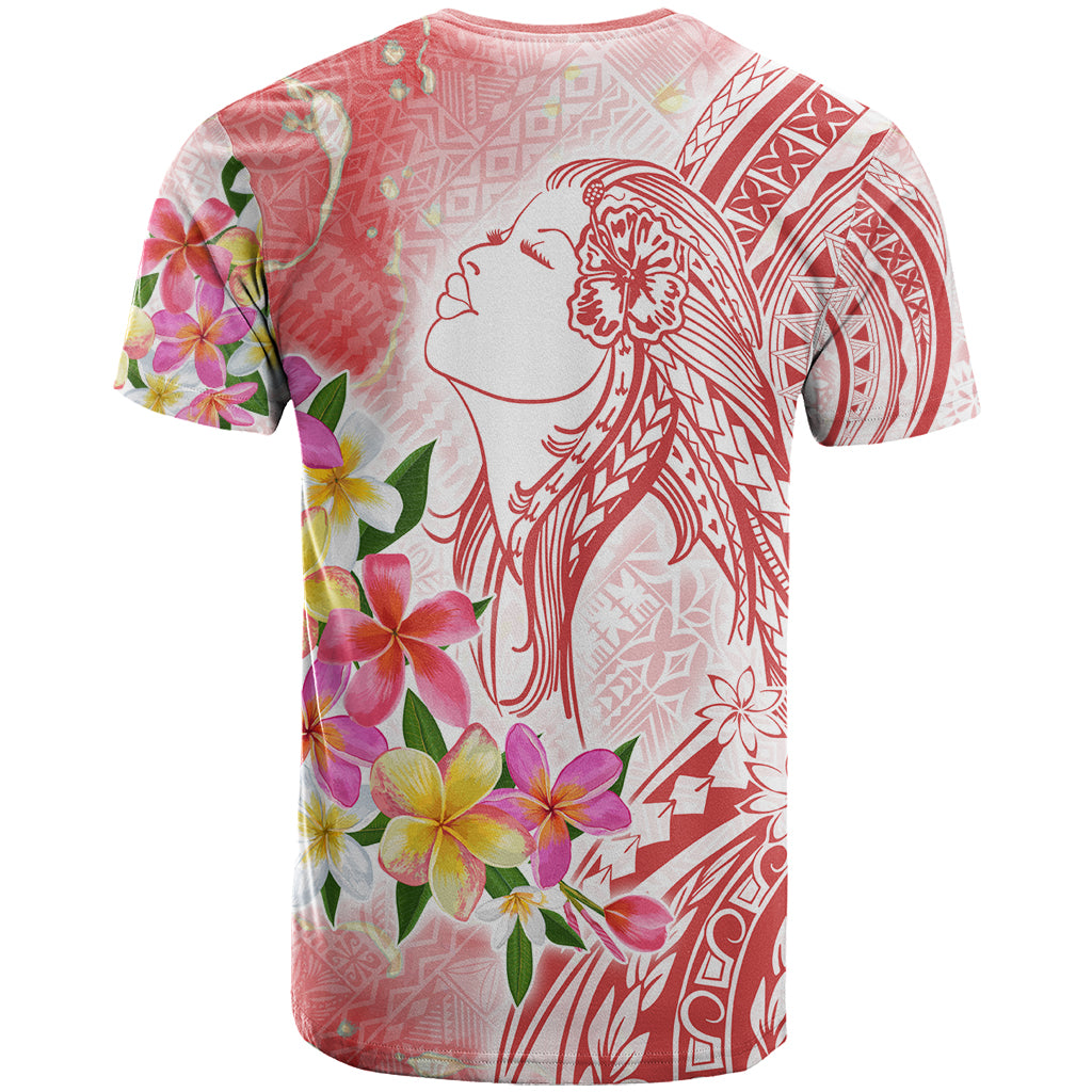 Polynesian Women's Day Wahine T Shirt Plumeria Marble Glaze - Pink LT7 - Polynesian Pride