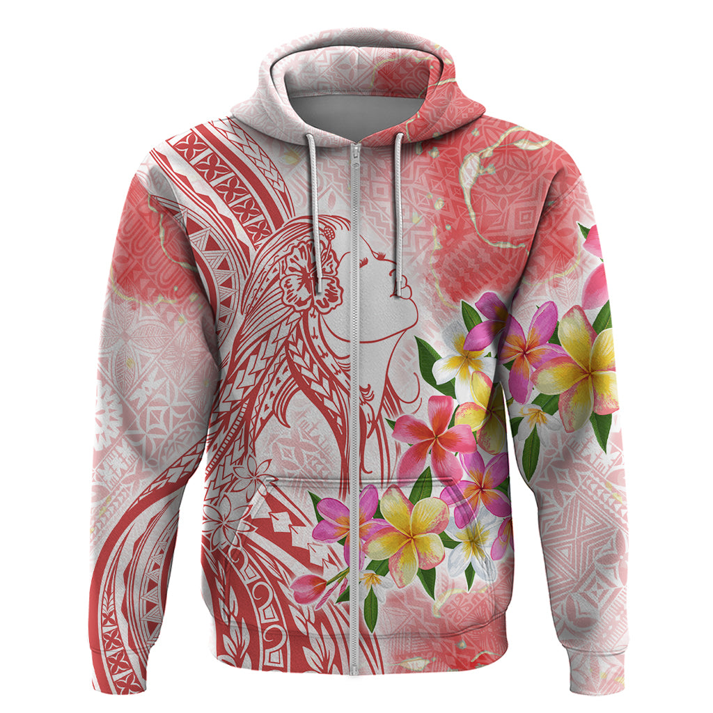 Polynesian Women's Day Wahine Zip Hoodie Plumeria Marble Glaze - Pink LT7 Zip Hoodie Pink - Polynesian Pride