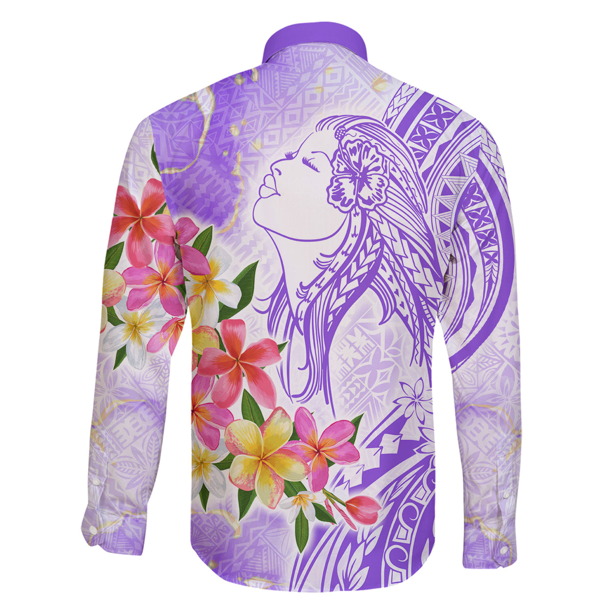 Polynesian Women's Day Wahine Family Matching Mermaid Dress and Hawaiian Shirt Plumeria Marble Glaze - Purple LT7 - Polynesian Pride