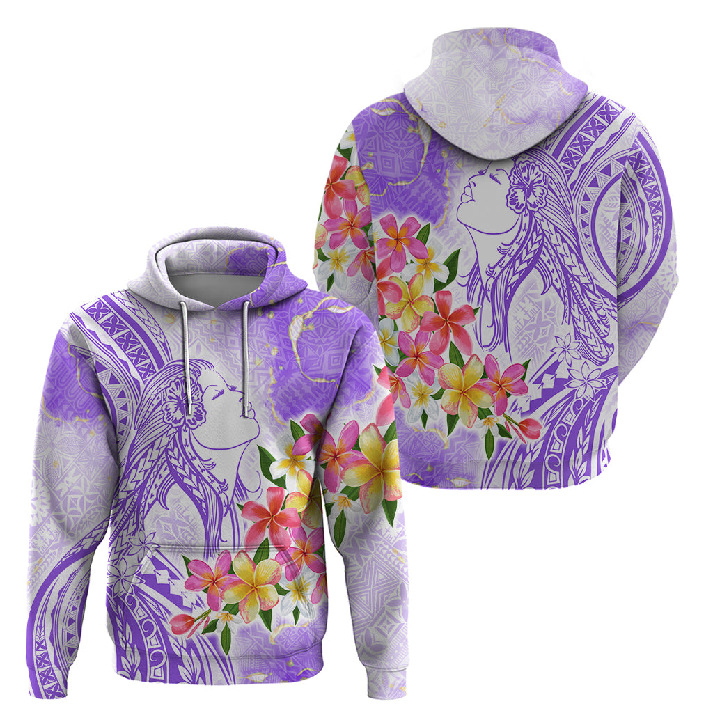 Polynesian Women's Day Wahine Zip Hoodie Plumeria Marble Glaze - Purple LT7 - Polynesian Pride