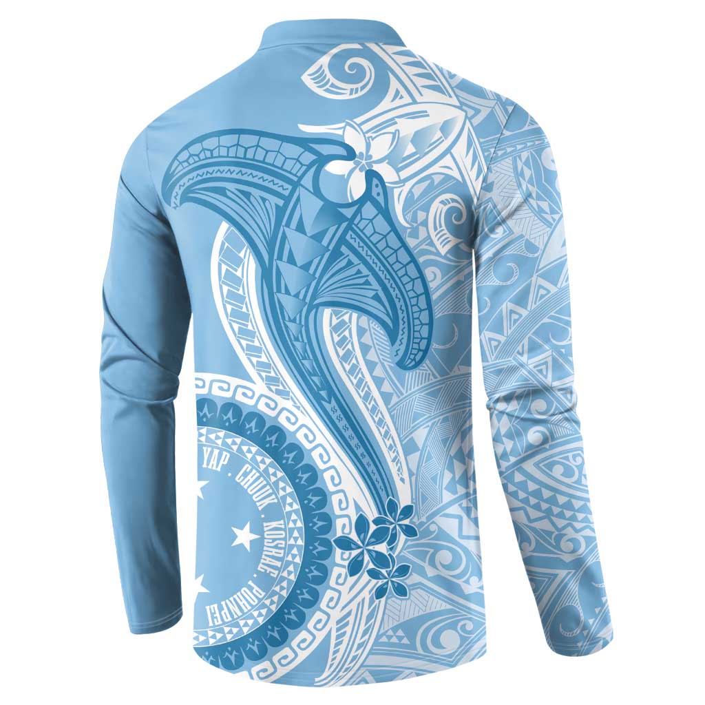 Micronesia FSM Button Sweatshirt Shark and Manta Classic Style