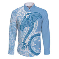 Micronesia FSM Family Matching Long Sleeve Bodycon Dress and Hawaiian Shirt Shark and Manta Classic Style