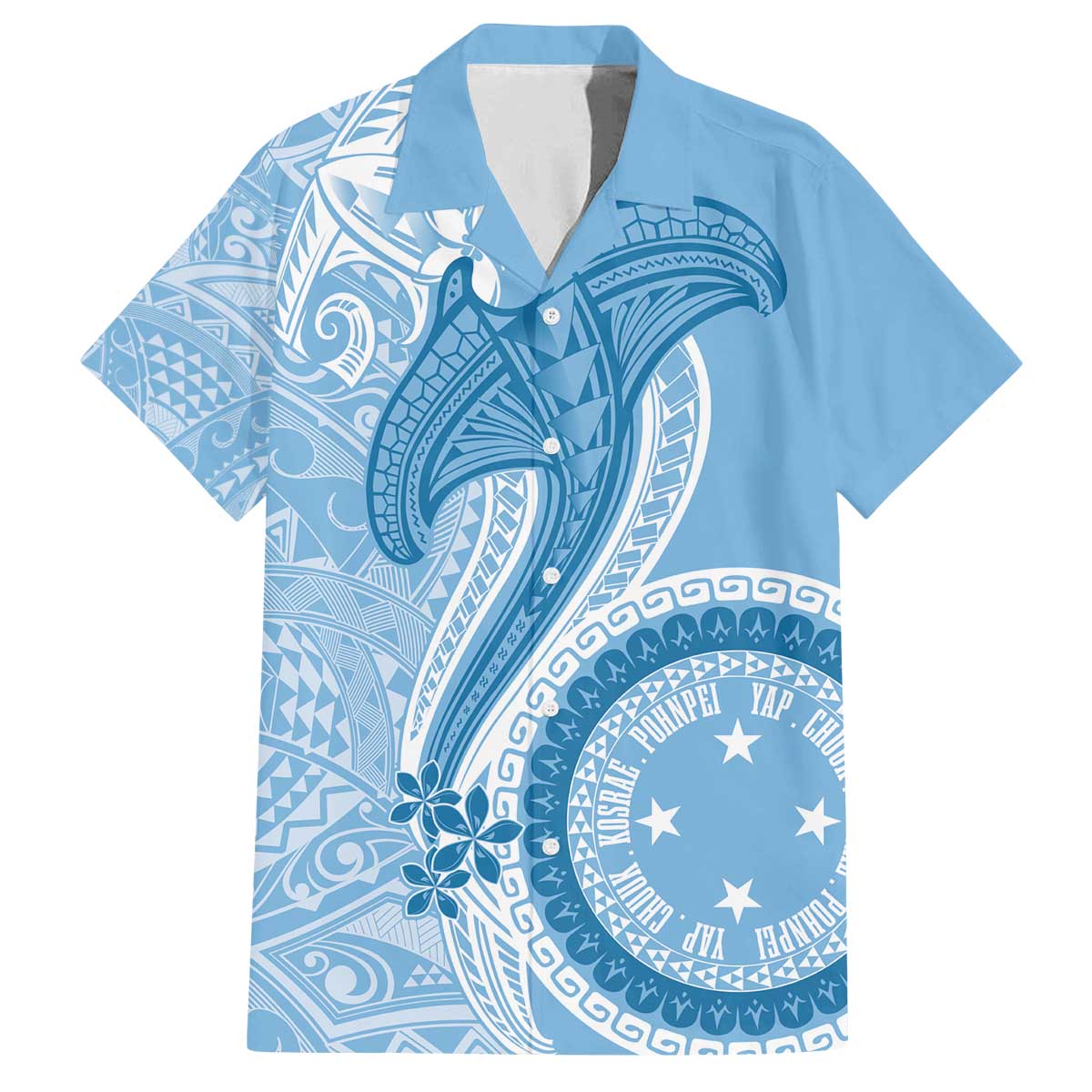 Micronesia FSM Family Matching Off The Shoulder Long Sleeve Dress and Hawaiian Shirt Shark and Manta Classic Style