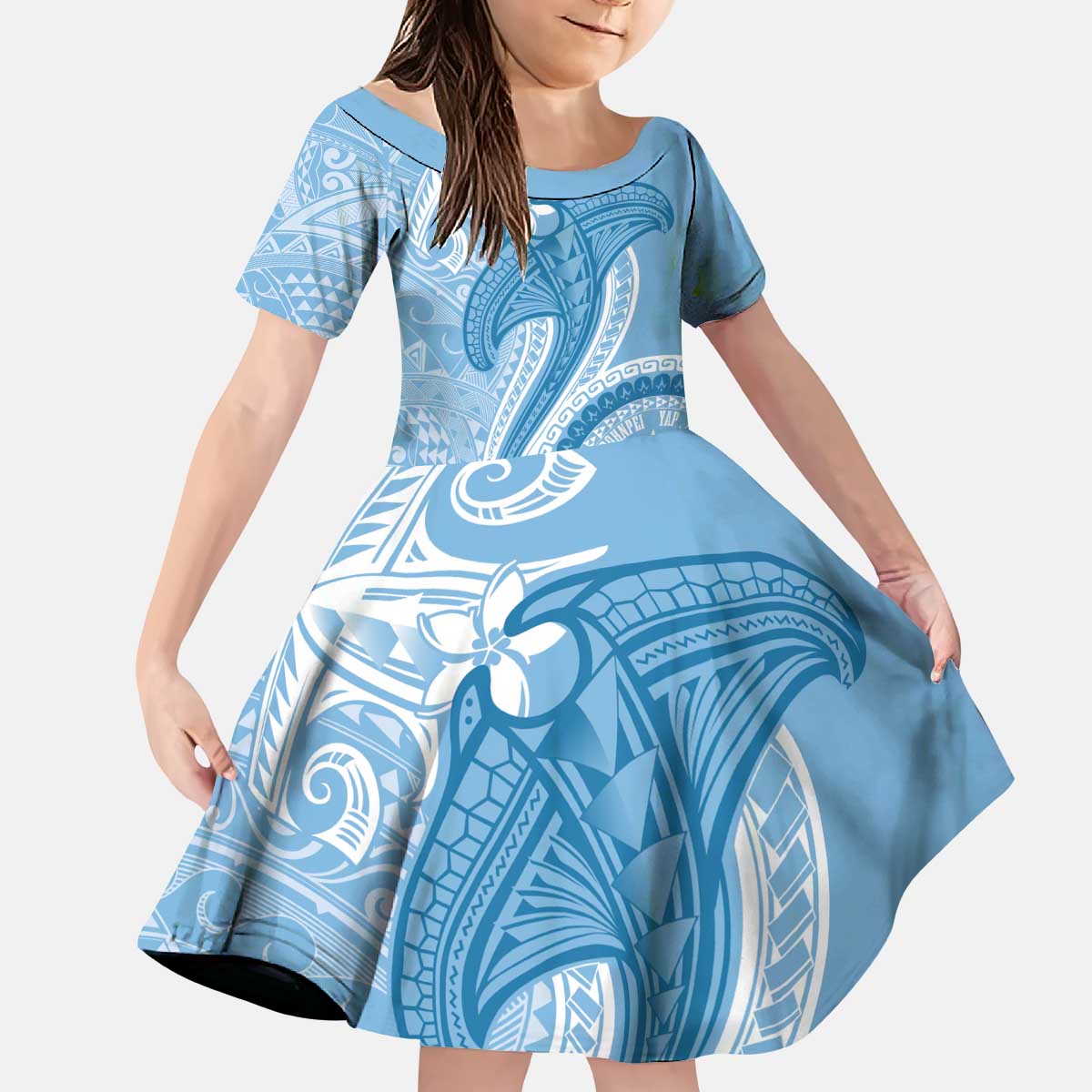 Micronesia FSM Kid Short Sleeve Dress Shark and Manta Classic Style