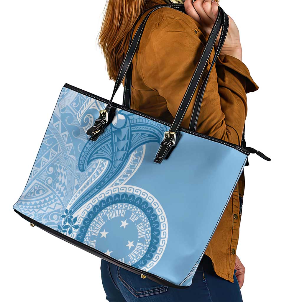 Micronesia FSM Leather Tote Bag Shark and Manta Classic Style