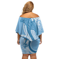Micronesia FSM Off Shoulder Short Dress Shark and Manta Classic Style