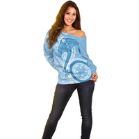 Micronesia FSM Off Shoulder Sweater Shark and Manta Classic Style