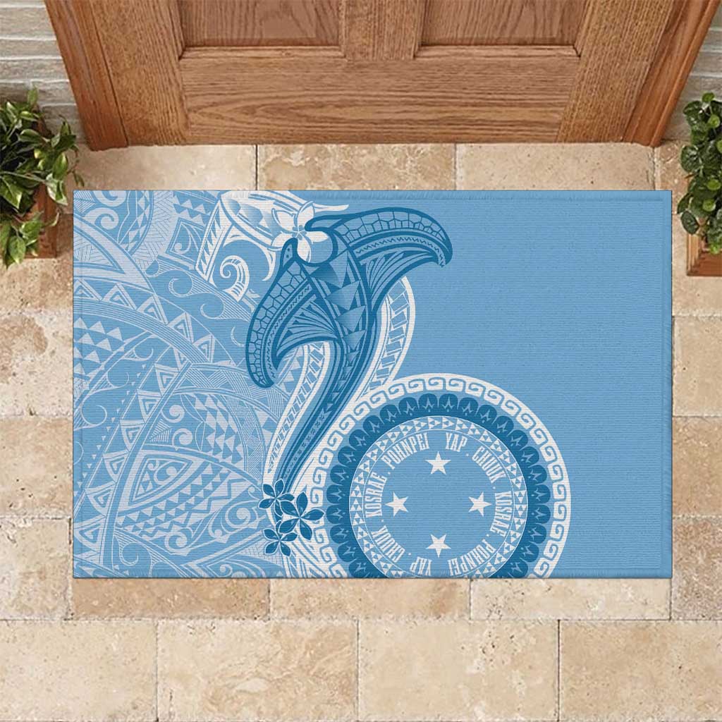 Micronesia FSM Rubber Doormat Shark and Manta Classic Style