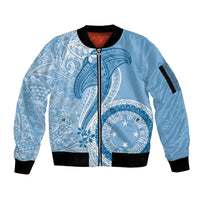 Micronesia FSM Sleeve Zip Bomber Jacket Shark and Manta Classic Style