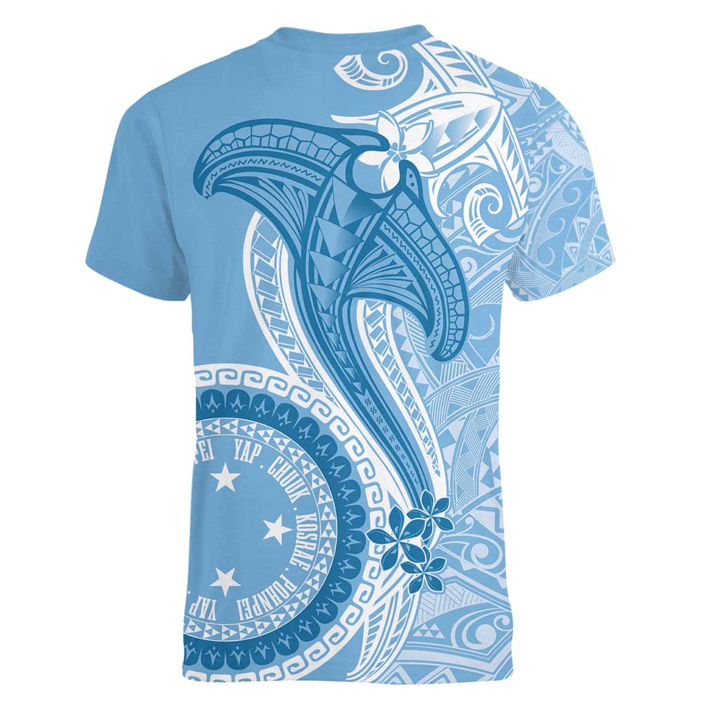 Micronesia FSM Women V-Neck T-Shirt Shark and Manta Classic Style