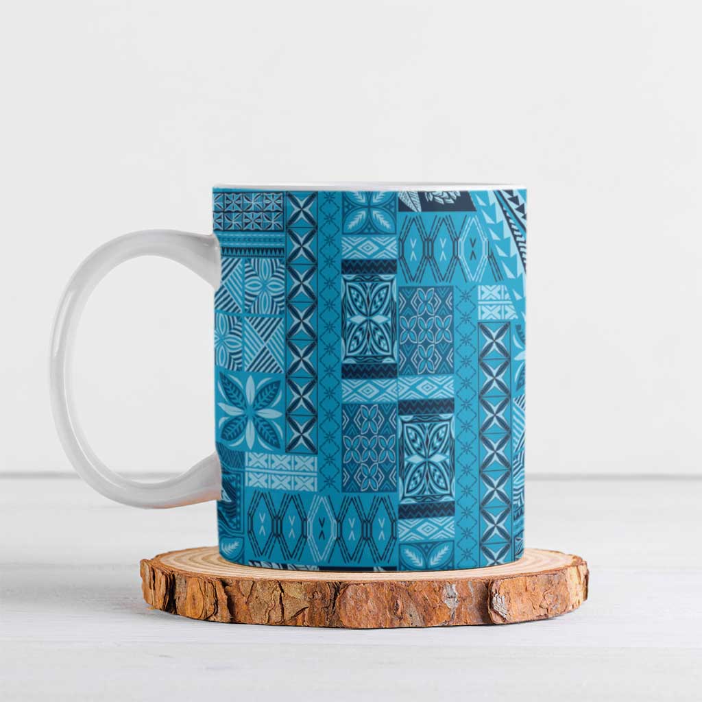 Pasifika Women's Day - Samoa Siapo Malu Tattoo Inspired Ceramic Mug Turquoise