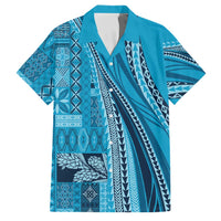 Pasifika Women's Day - Samoa Siapo Malu Tattoo Inspired Family Matching Off Shoulder Short Dress and Hawaiian Shirt Turquoise