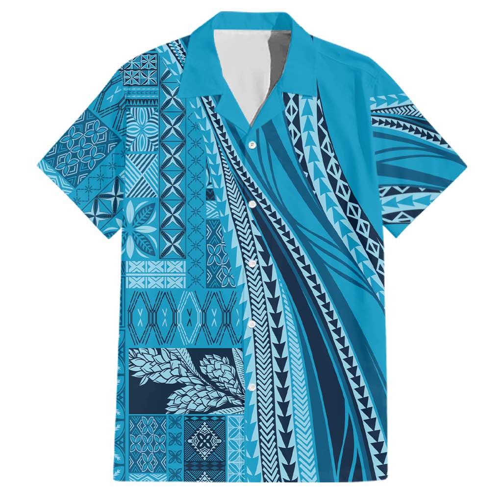 Pasifika Women's Day - Samoa Siapo Malu Tattoo Inspired Family Matching Puletasi and Hawaiian Shirt Turquoise