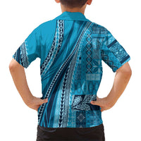 Pasifika Women's Day - Samoa Siapo Malu Tattoo Inspired Family Matching Summer Maxi Dress and Hawaiian Shirt Turquoise