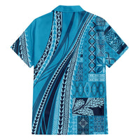Pasifika Women's Day - Samoa Siapo Malu Tattoo Inspired Family Matching Summer Maxi Dress and Hawaiian Shirt Turquoise