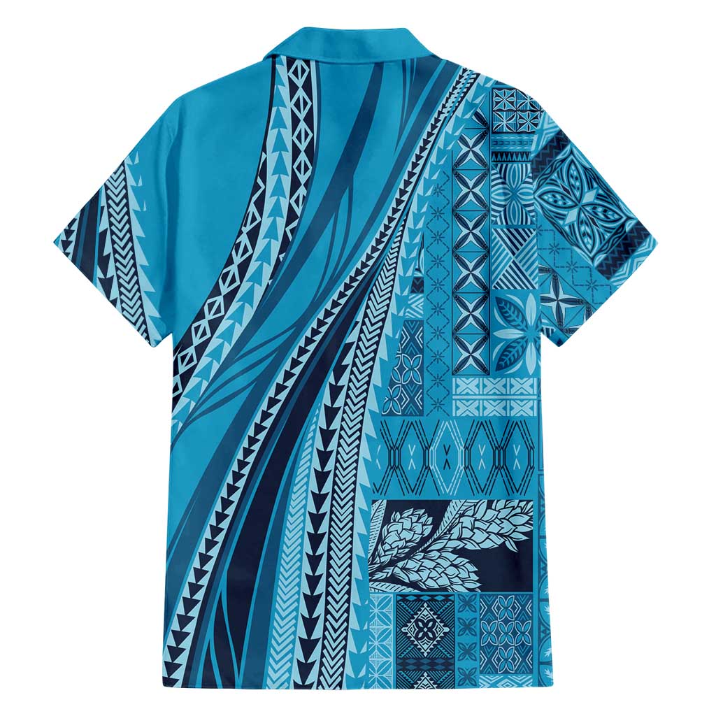 Pasifika Women's Day - Samoa Siapo Malu Tattoo Inspired Family Matching Tank Maxi Dress and Hawaiian Shirt Turquoise