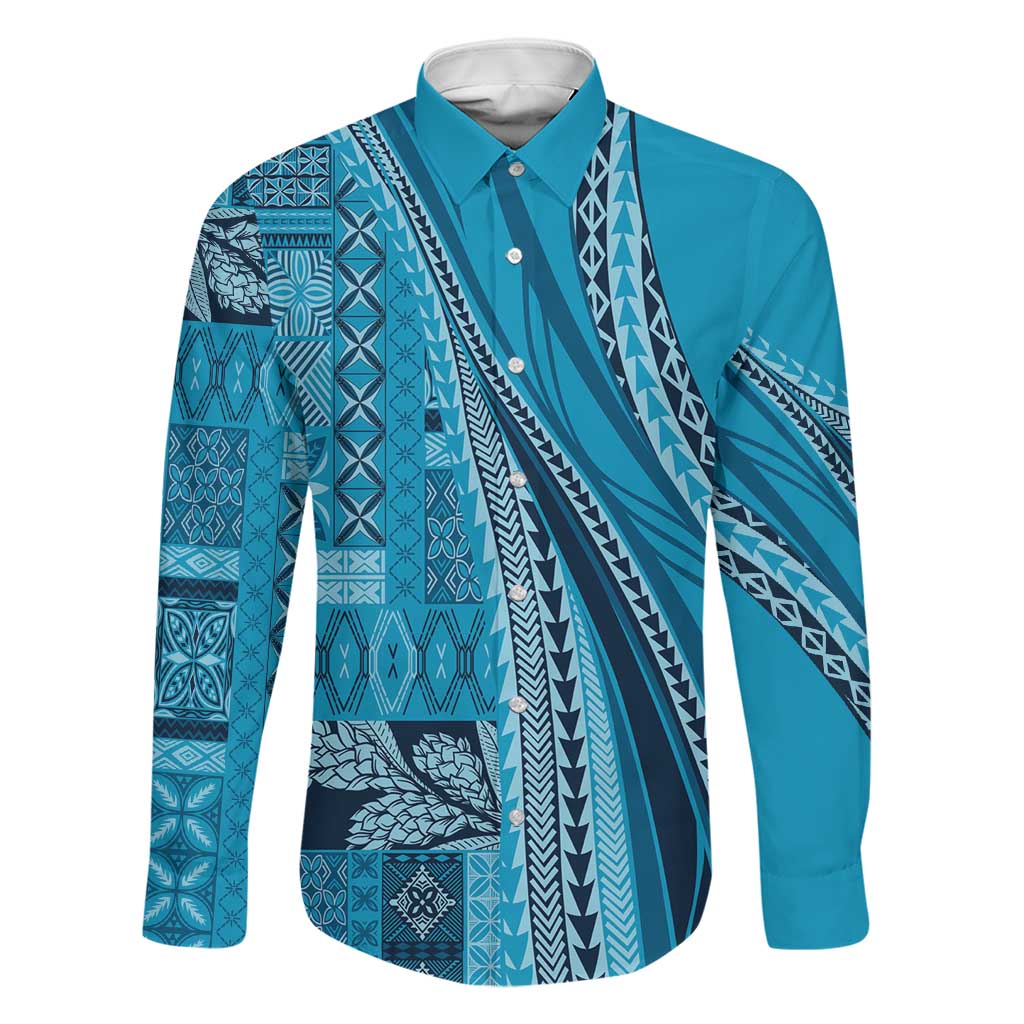 Pasifika Women's Day - Samoa Siapo Malu Tattoo Inspired Family Matching Tank Maxi Dress and Hawaiian Shirt Turquoise