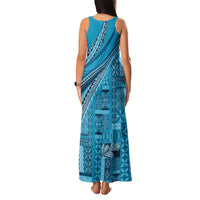 Pasifika Women's Day - Samoa Siapo Malu Tattoo Inspired Family Matching Tank Maxi Dress and Hawaiian Shirt Turquoise