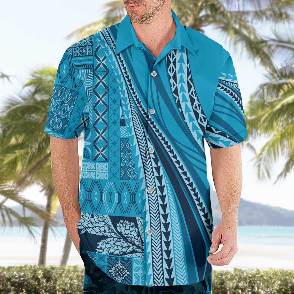 Pasifika Women's Day - Samoa Siapo Malu Tattoo Inspired Hawaiian Shirt Turquoise