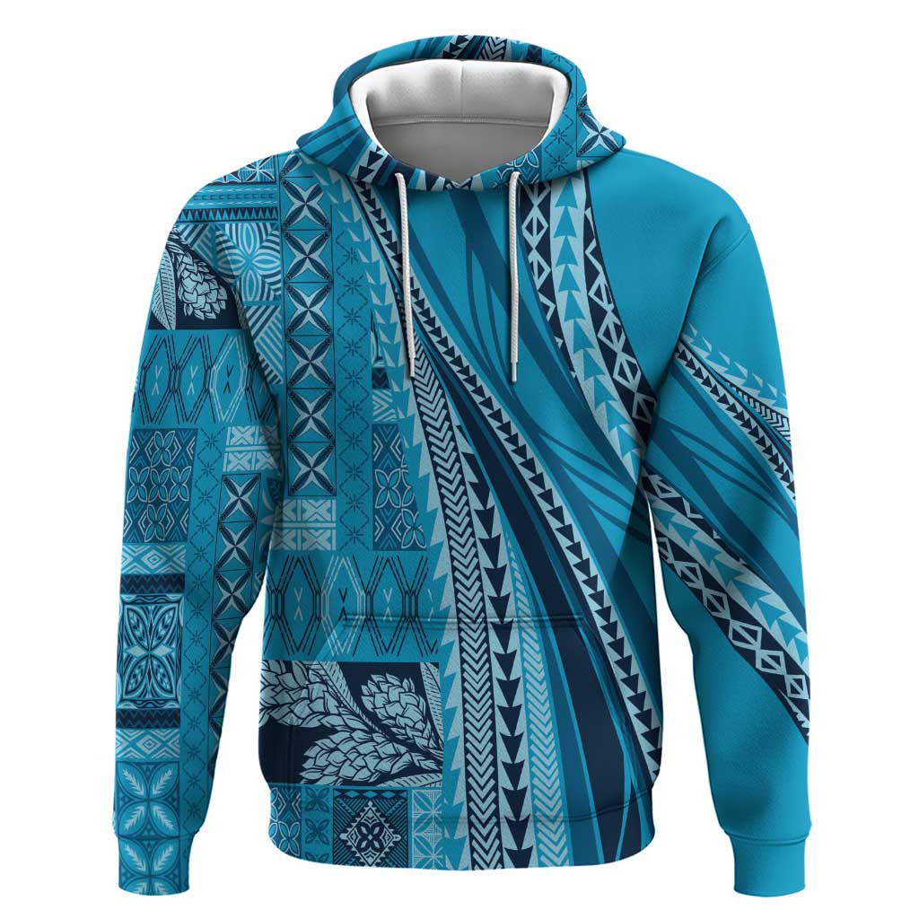 Pasifika Women's Day - Samoa Siapo Malu Tattoo Inspired Hoodie Turquoise