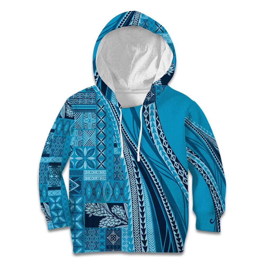 Pasifika Women's Day - Samoa Siapo Malu Tattoo Inspired Kid Hoodie Turquoise