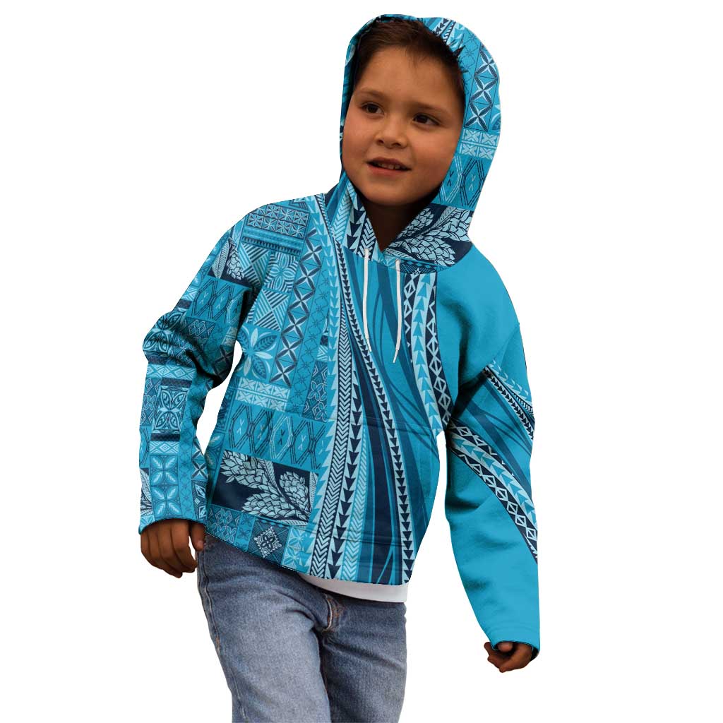 Pasifika Women's Day - Samoa Siapo Malu Tattoo Inspired Kid Hoodie Turquoise