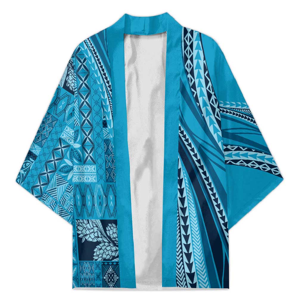 Pasifika Women's Day - Samoa Siapo Malu Tattoo Inspired Kimono Turquoise
