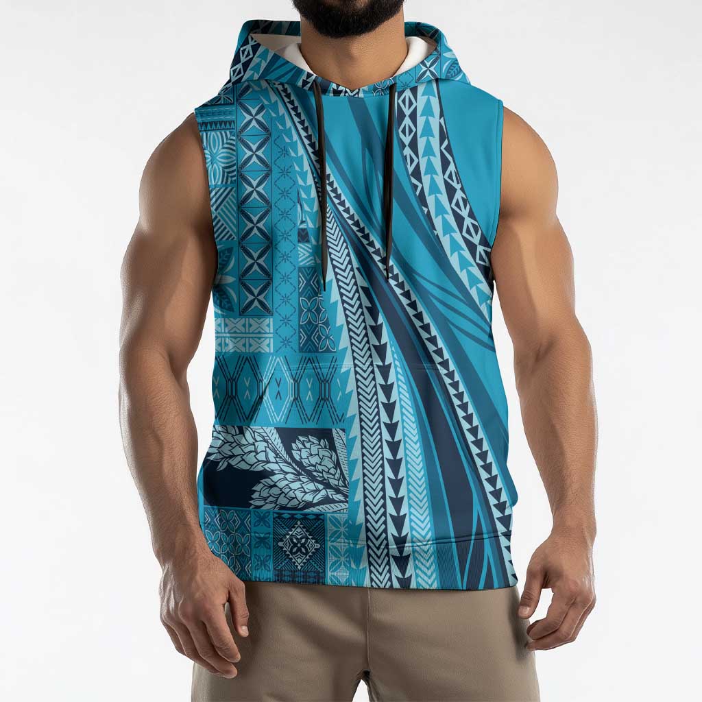 Pasifika Women's Day - Samoa Siapo Malu Tattoo Inspired Sleeveless Hoodie Turquoise LT7 - Polynesian Pride