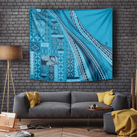 Pasifika Women's Day - Samoa Siapo Malu Tattoo Inspired Tapestry Turquoise