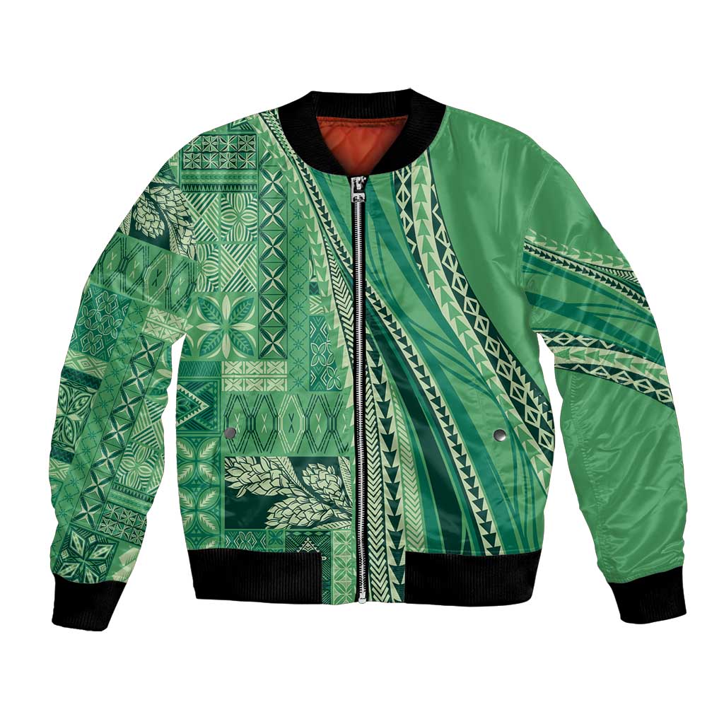 Pasifika Women's Day - Samoa Siapo Malu Tattoo Inspired Bomber Jacket Jade