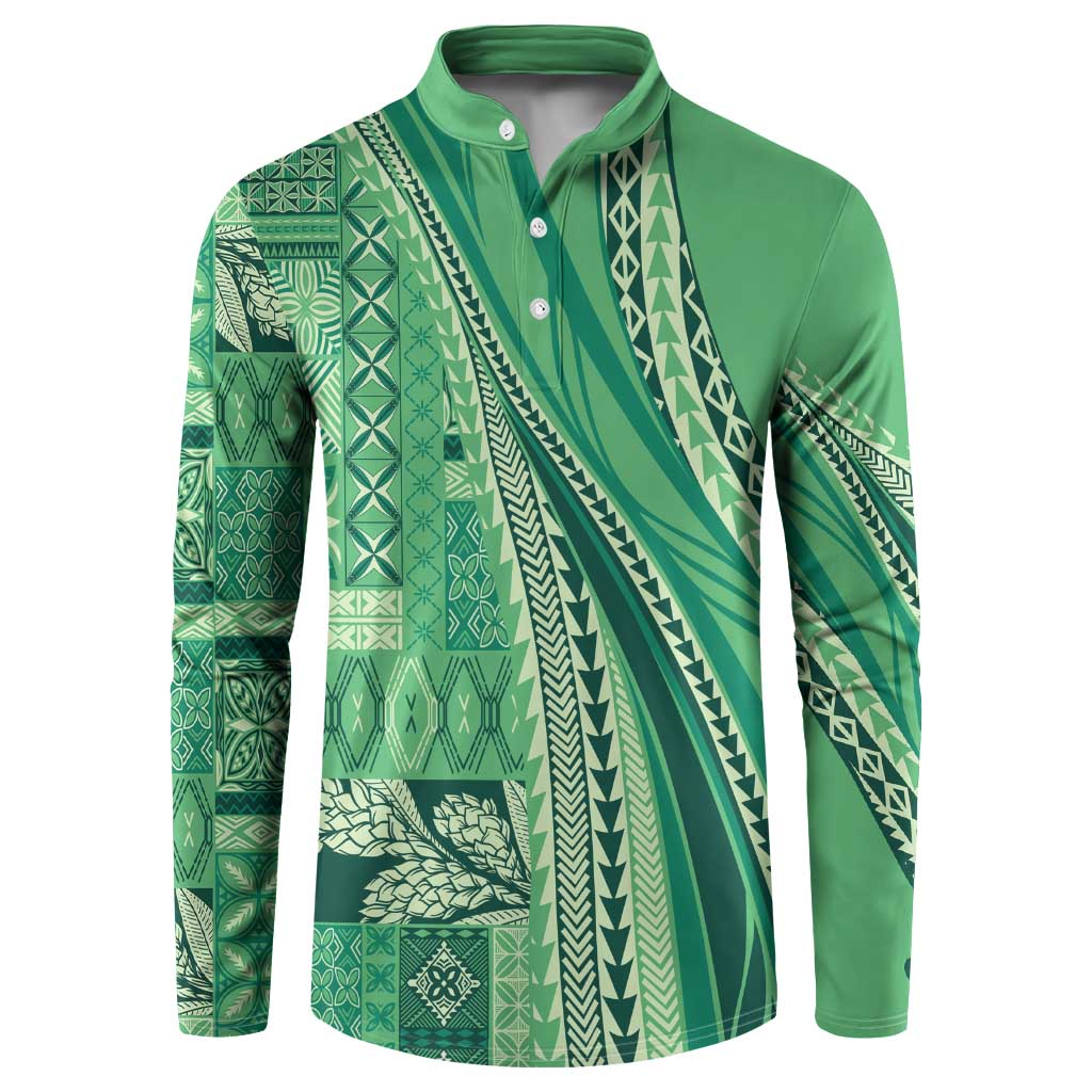 Pasifika Women's Day - Samoa Siapo Malu Tattoo Inspired Button Sweatshirt Jade