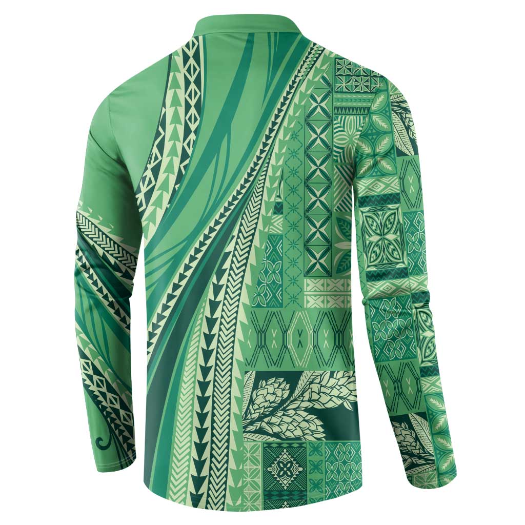 Pasifika Women's Day - Samoa Siapo Malu Tattoo Inspired Button Sweatshirt Jade