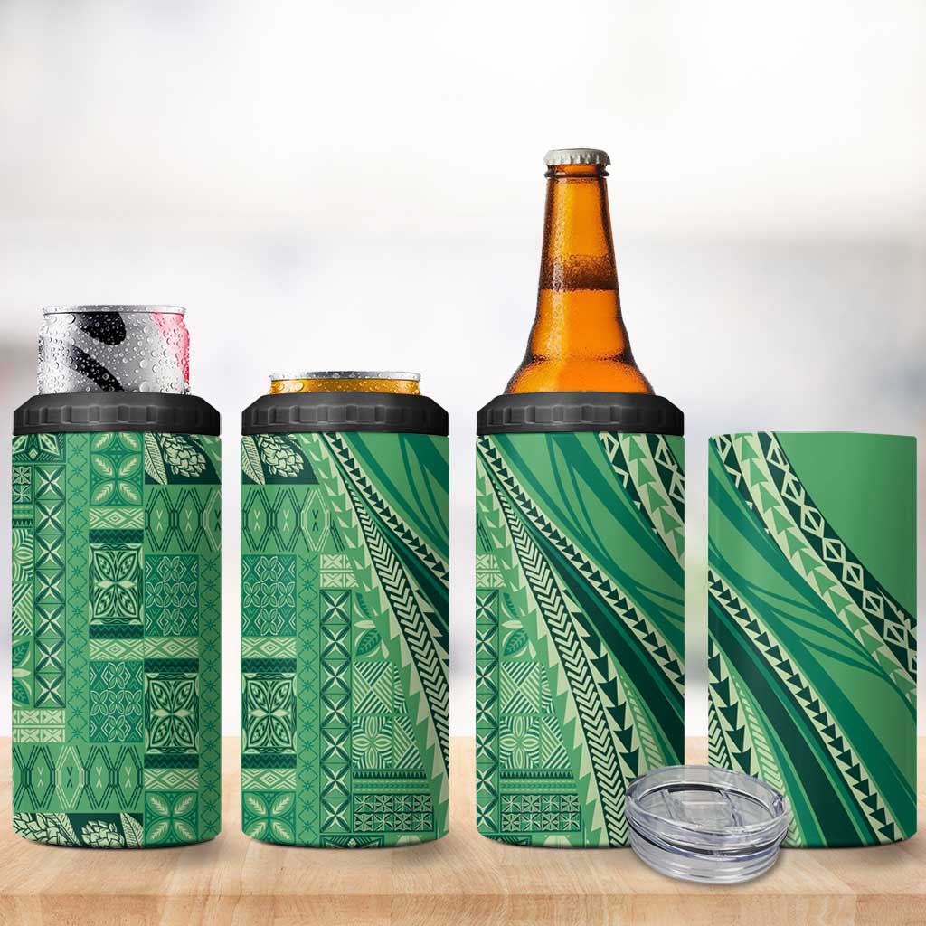 Pasifika Women's Day - Samoa Siapo Malu Tattoo Inspired 4 in 1 Can Cooler Tumbler Jade LT7 - Polynesian Pride
