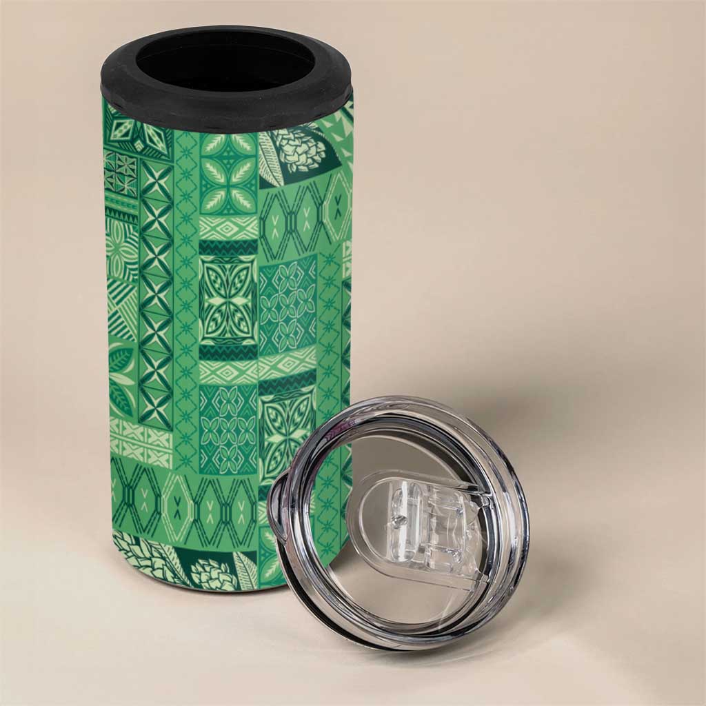 Pasifika Women's Day - Samoa Siapo Malu Tattoo Inspired 4 in 1 Can Cooler Tumbler Jade LT7 - Polynesian Pride