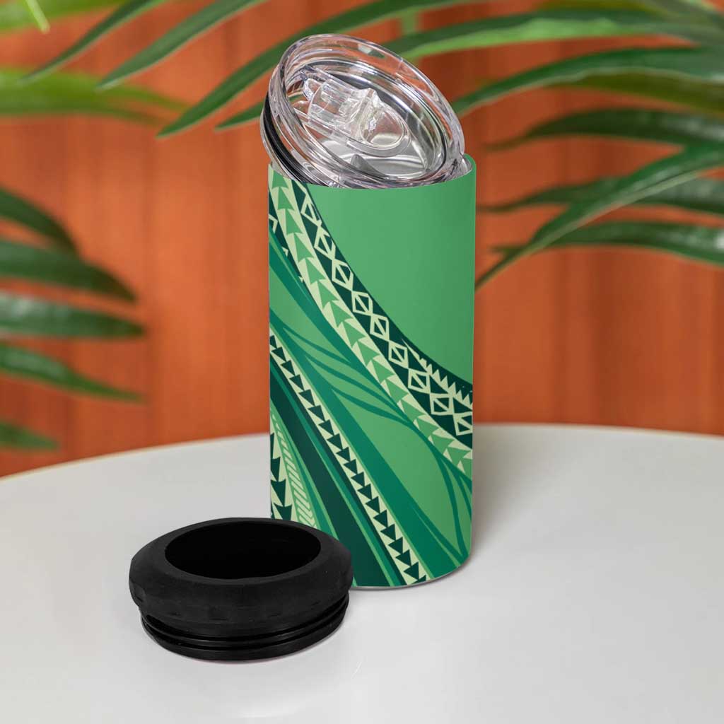 Pasifika Women's Day - Samoa Siapo Malu Tattoo Inspired 4 in 1 Can Cooler Tumbler Jade LT7 - Polynesian Pride