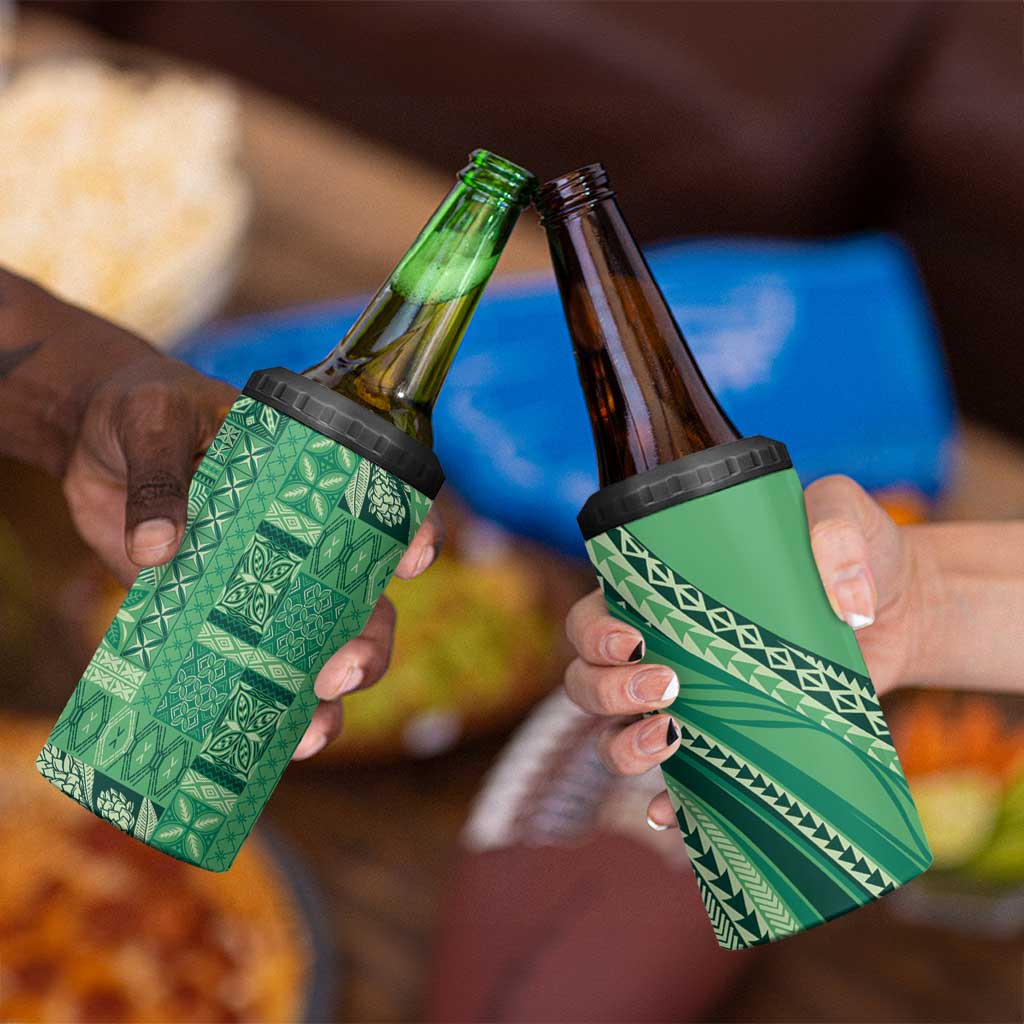 Pasifika Women's Day - Samoa Siapo Malu Tattoo Inspired 4 in 1 Can Cooler Tumbler Jade LT7 - Polynesian Pride