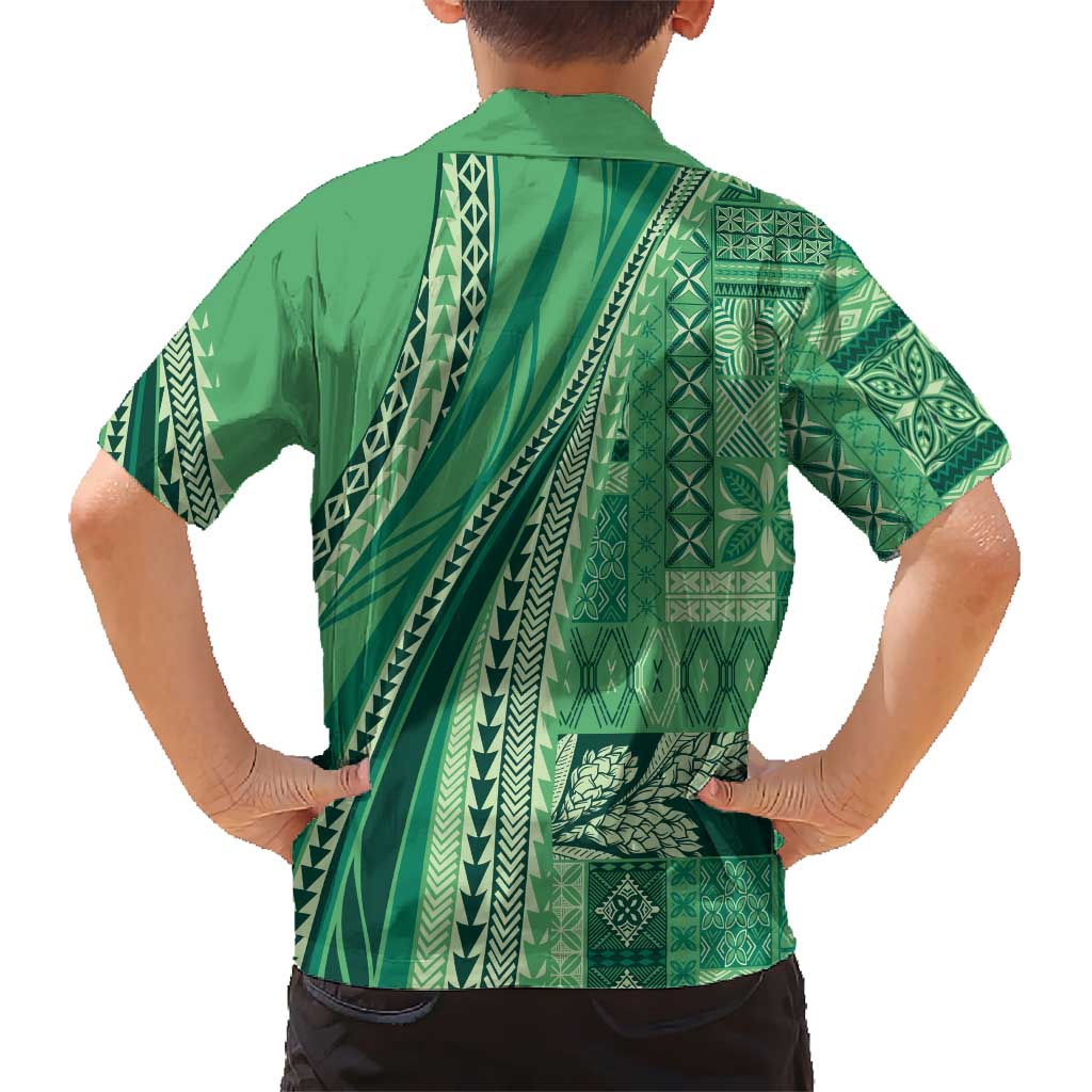 Pasifika Women's Day - Samoa Siapo Malu Tattoo Inspired Family Matching Summer Maxi Dress and Hawaiian Shirt Jade LT7 - Polynesian Pride