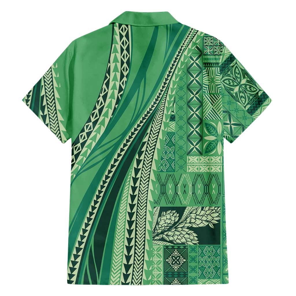 Pasifika Women's Day - Samoa Siapo Malu Tattoo Inspired Family Matching Summer Maxi Dress and Hawaiian Shirt Jade LT7 - Polynesian Pride