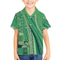 Pasifika Women's Day - Samoa Siapo Malu Tattoo Inspired Family Matching Summer Maxi Dress and Hawaiian Shirt Jade LT7 Son's Shirt Jade - Polynesian Pride