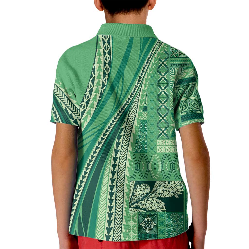 Pasifika Women's Day - Samoa Siapo Malu Tattoo Inspired Kid Polo Shirt Jade